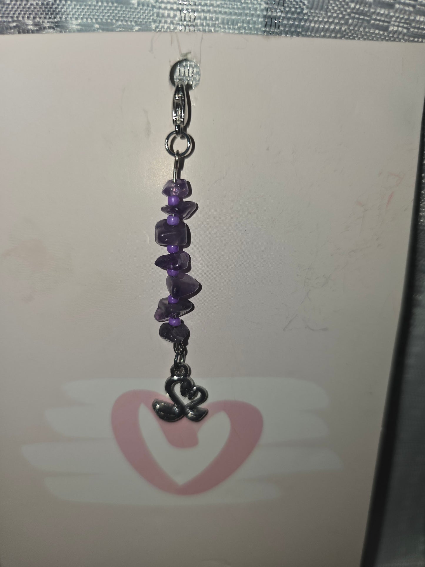 Amethyst Swan Hair Charm