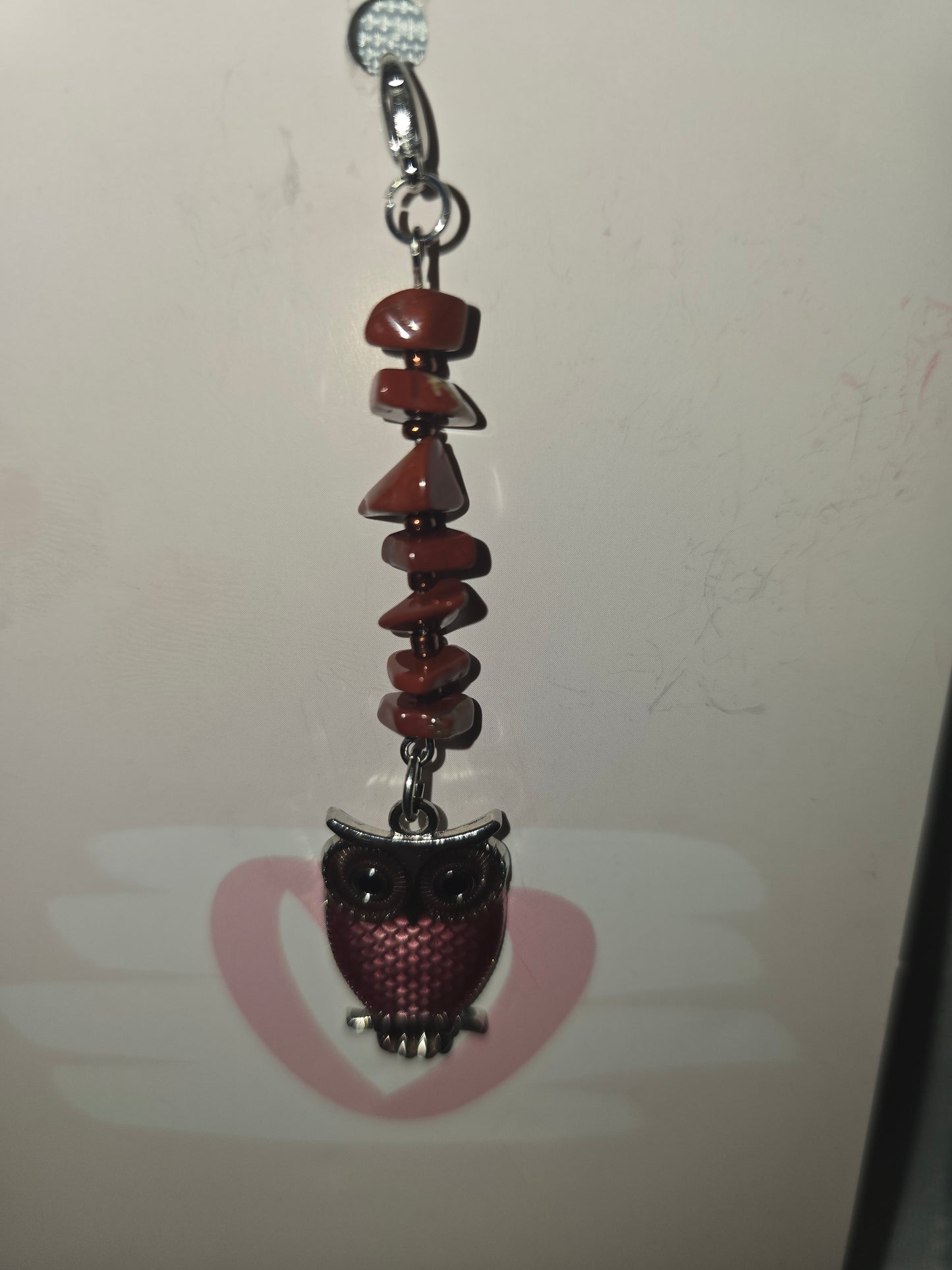 Red Jasper owl Hair Charm