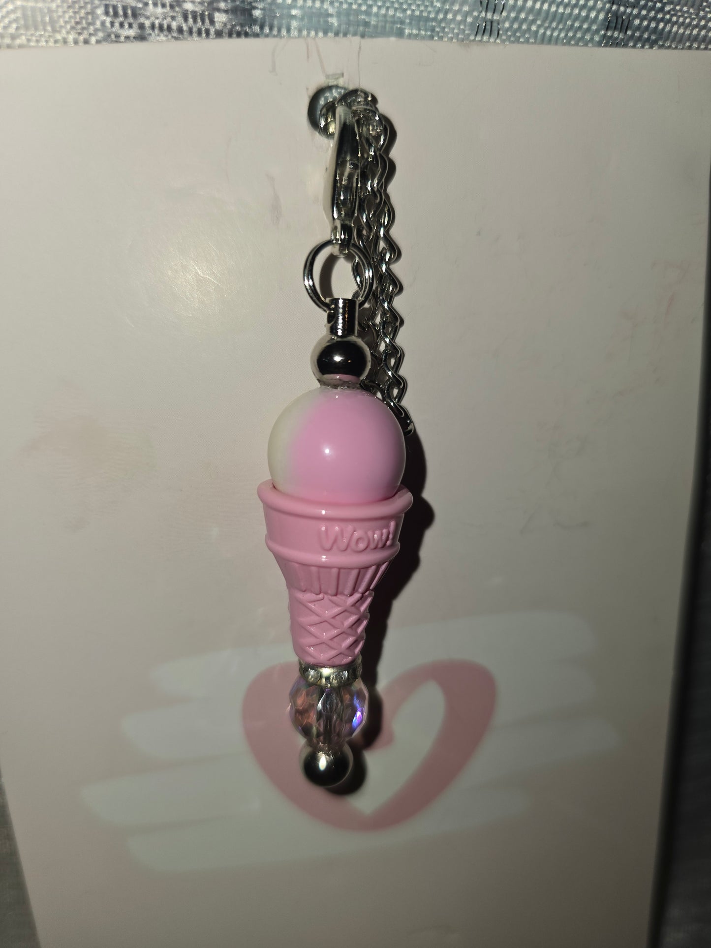 Pink ice cream cup charm