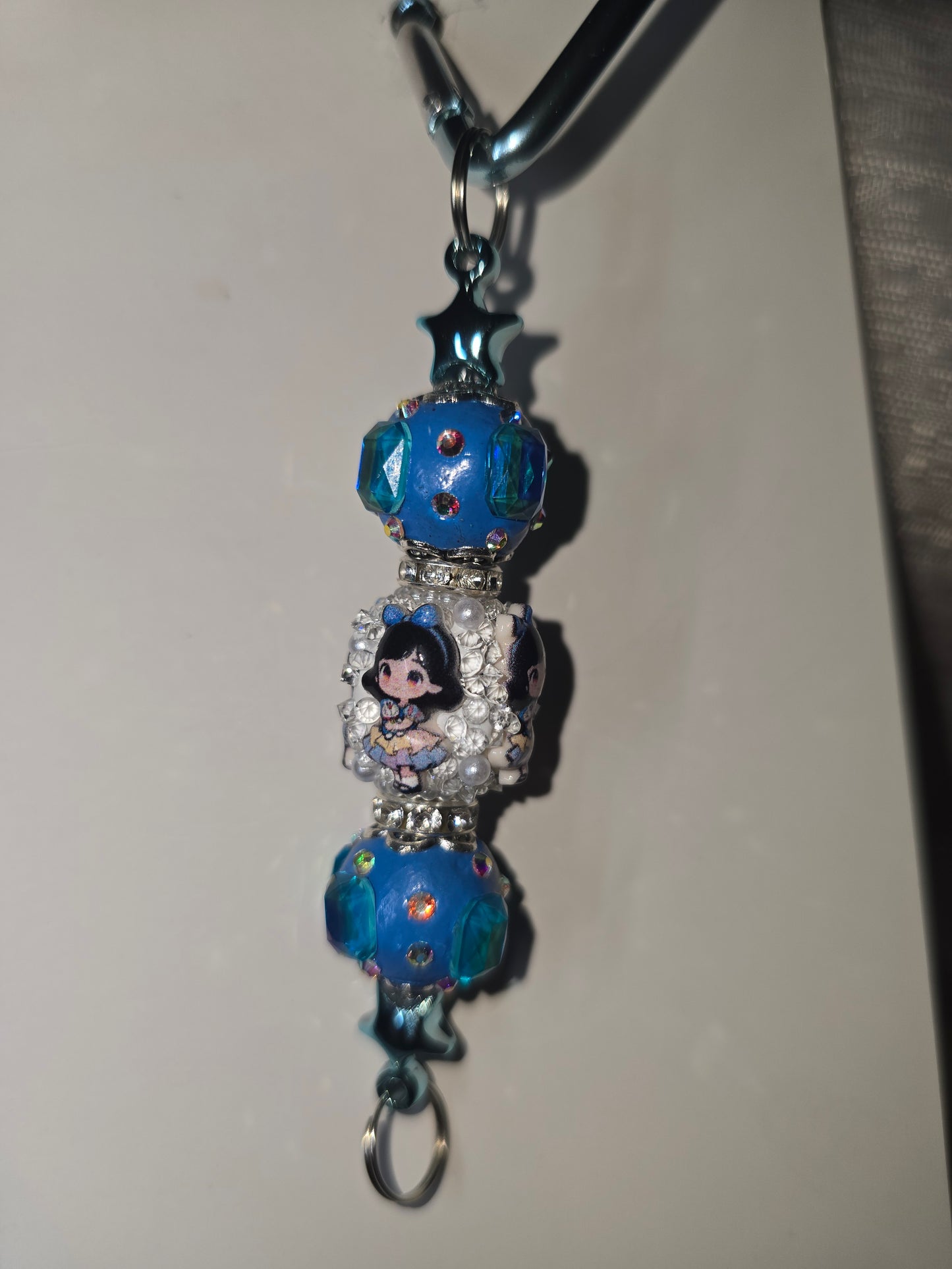 Blue girl Heart Keychain