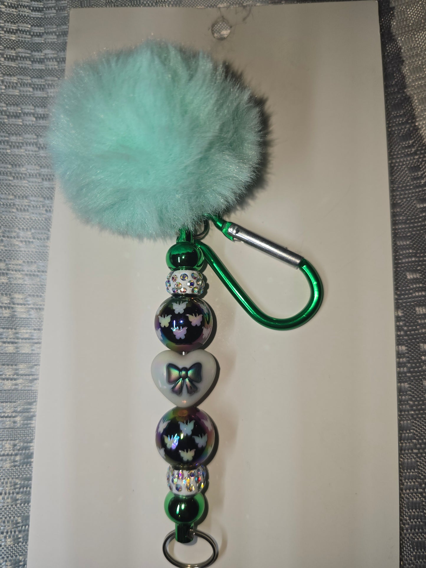 Heart butterfly puff Keychain
