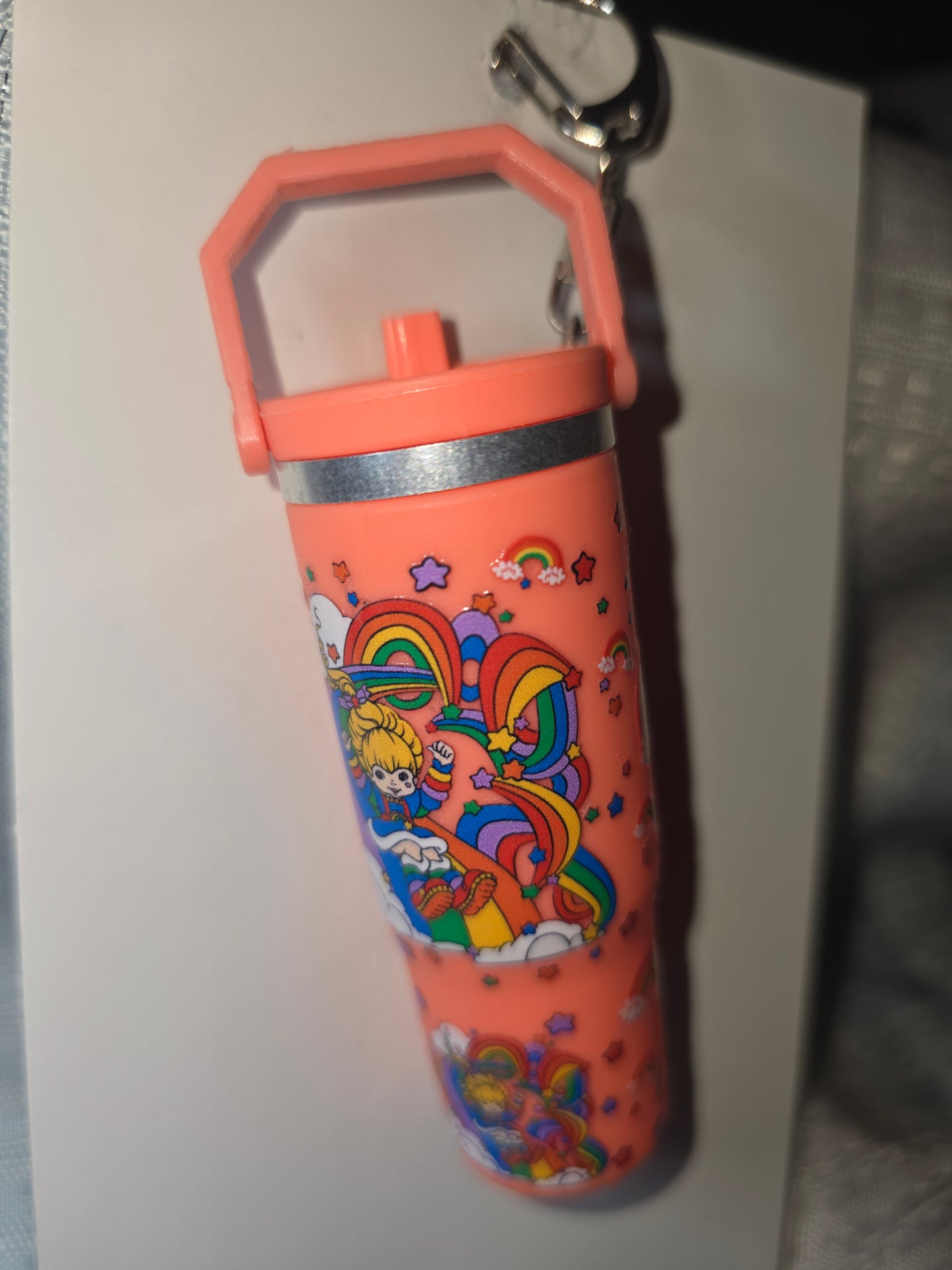 Rainbow Brite "mini Stanley" Chapstick Holder Keychain