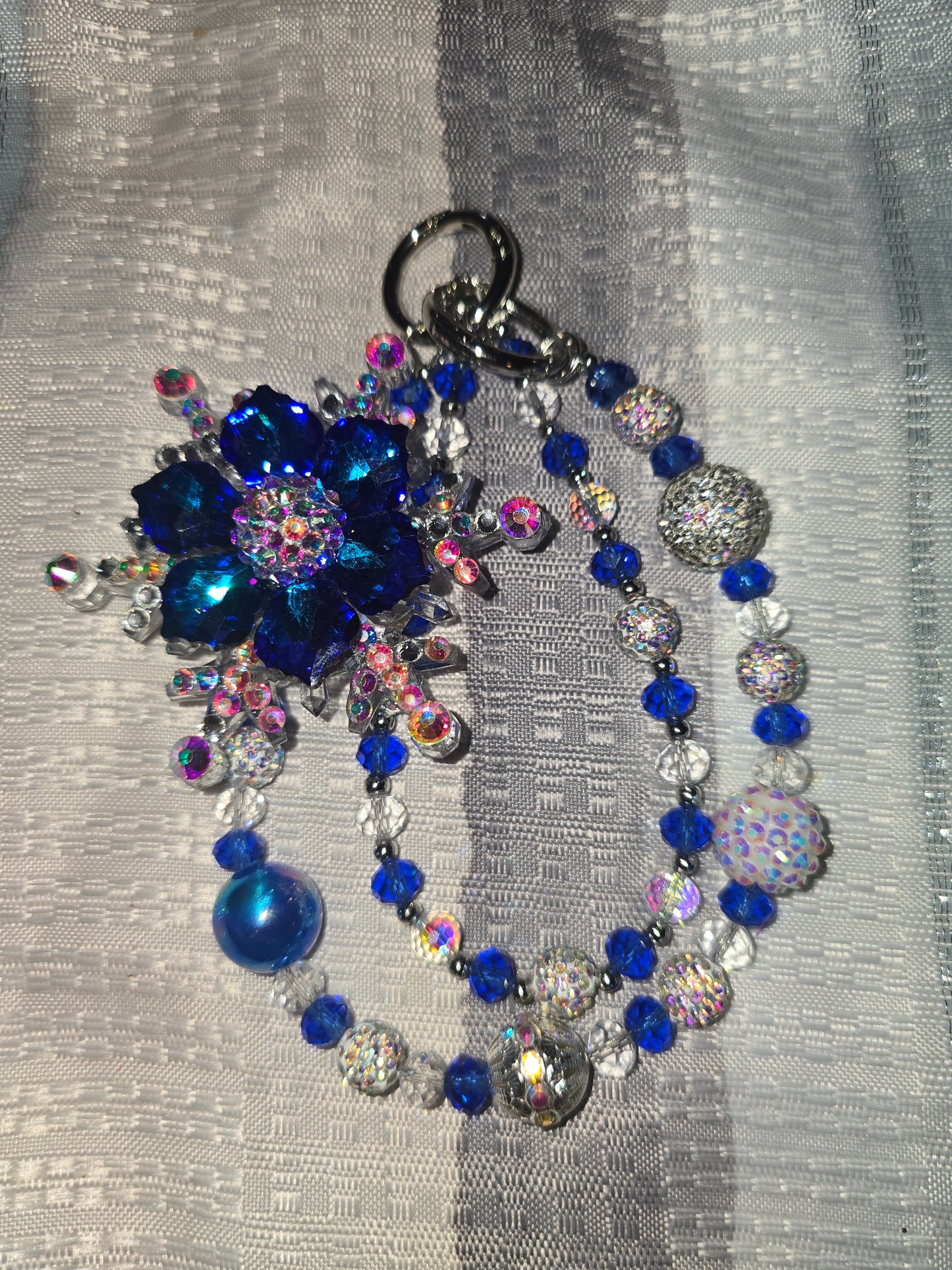 Dark Blue Snowflake Ultra Lux Keychain