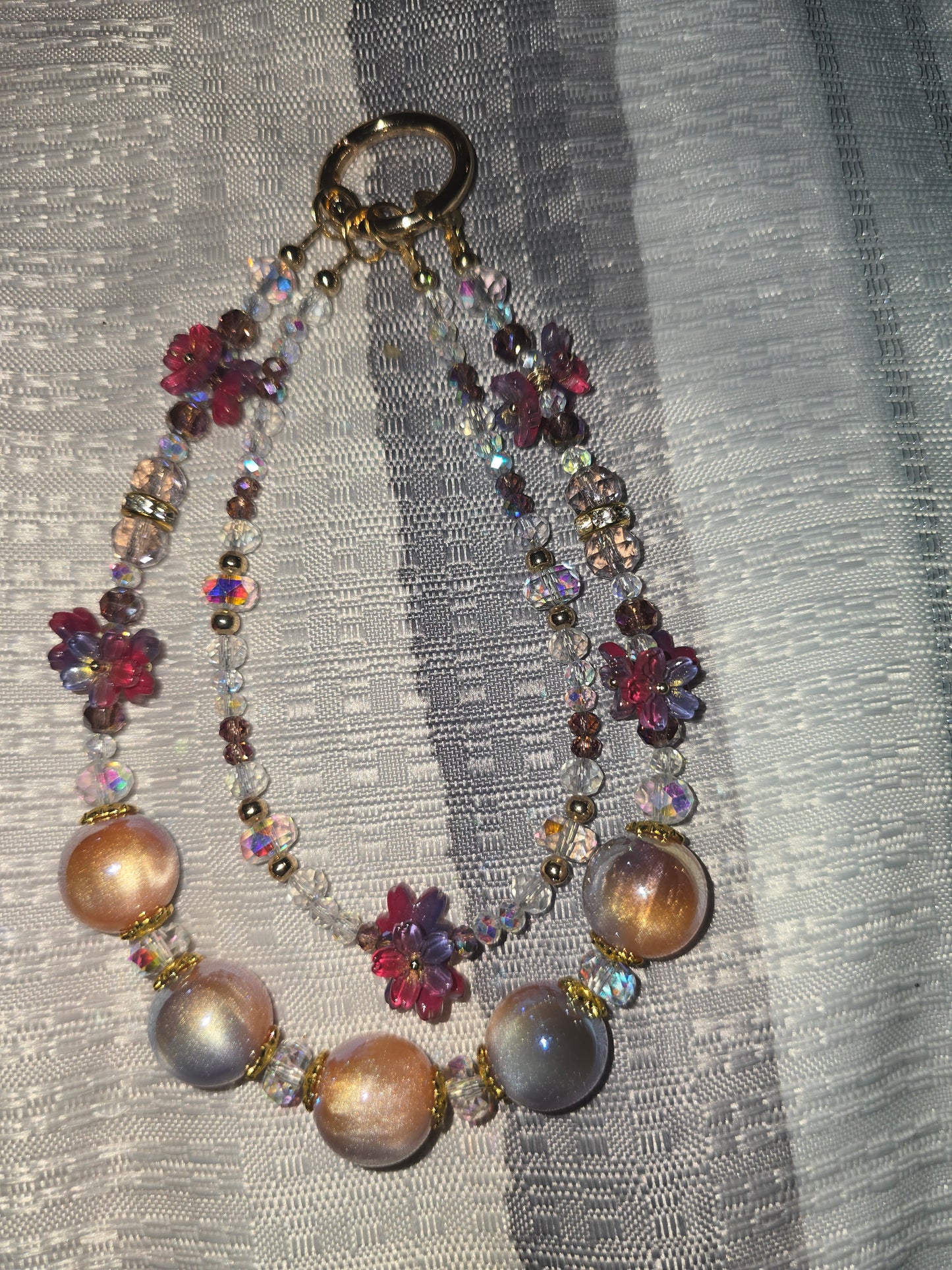 Red Blue Floral Fancy Keychain