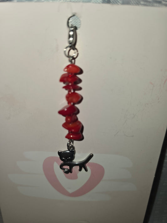 Coral cat Hair Charm