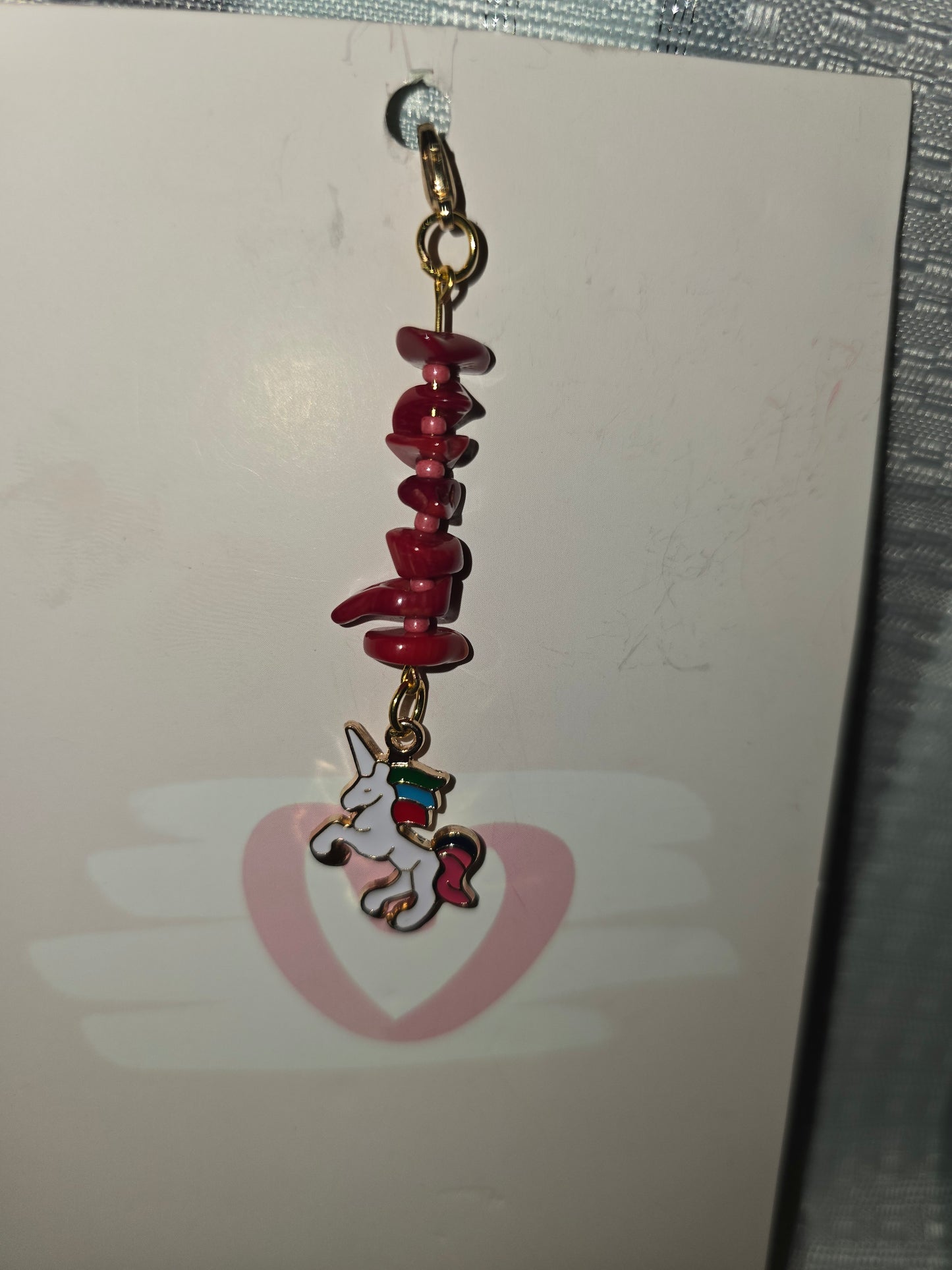 Coral Unicorn Hair Charm