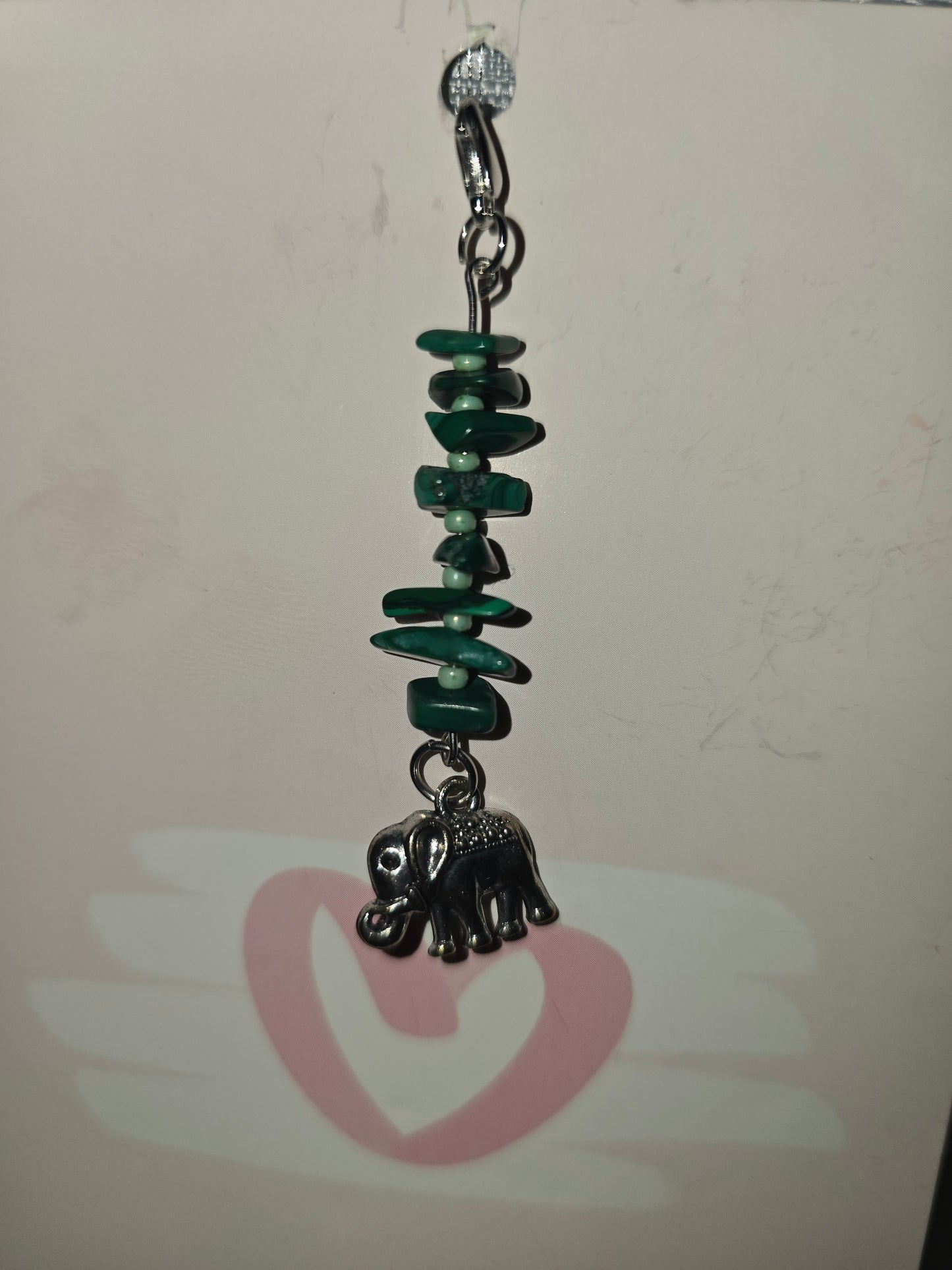Malachite Elephant Hair Charm