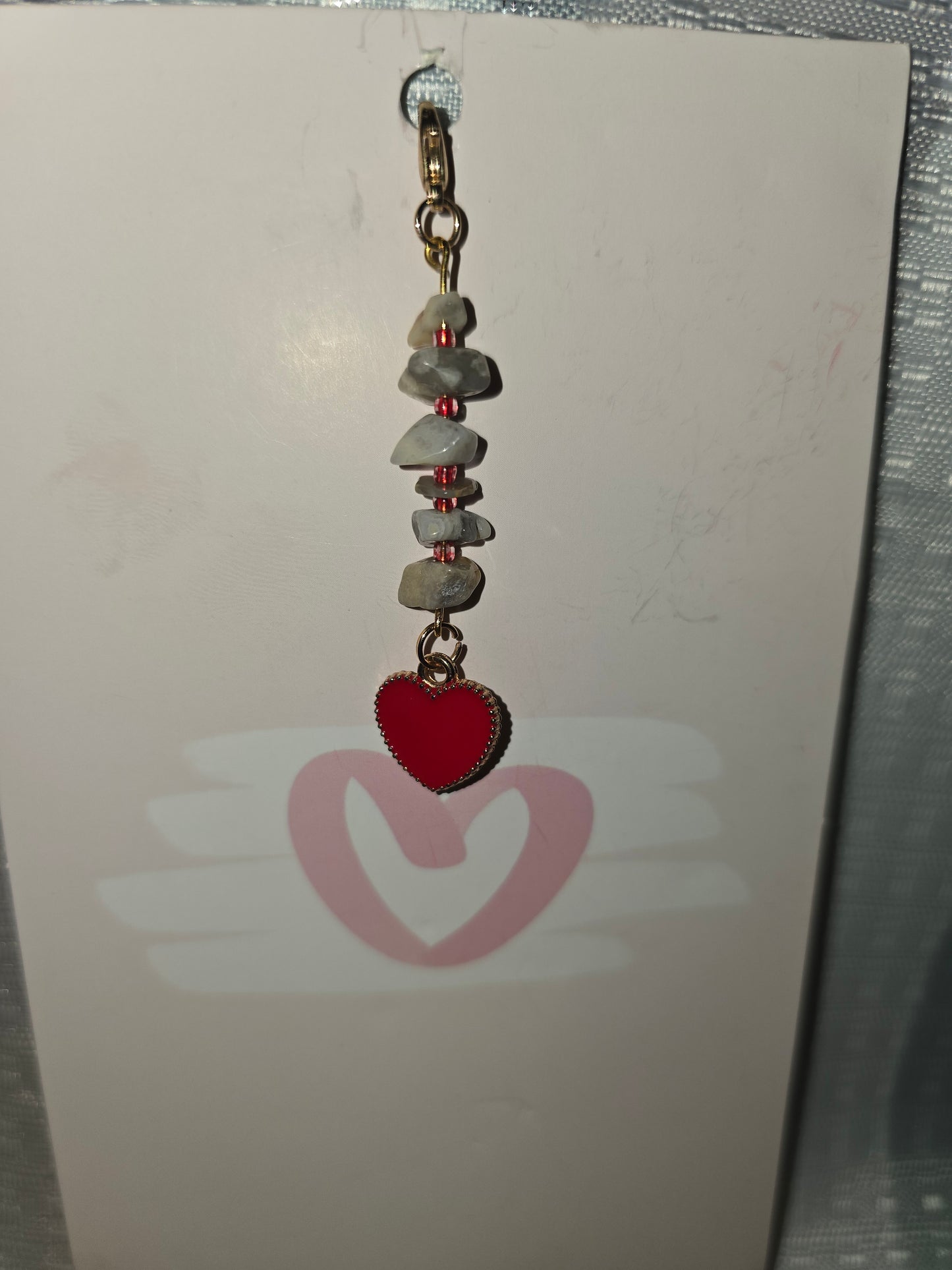 Agate Heart Hair Charm