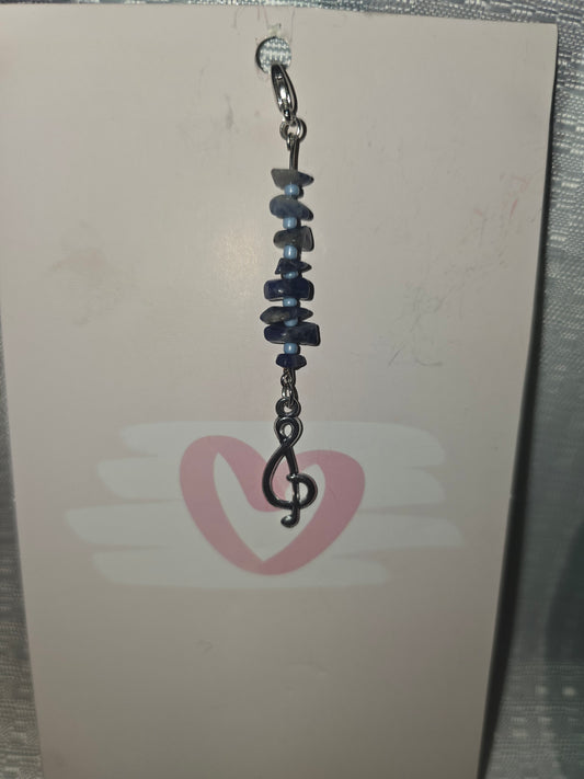Sodalite Treble Clef Hair Charm