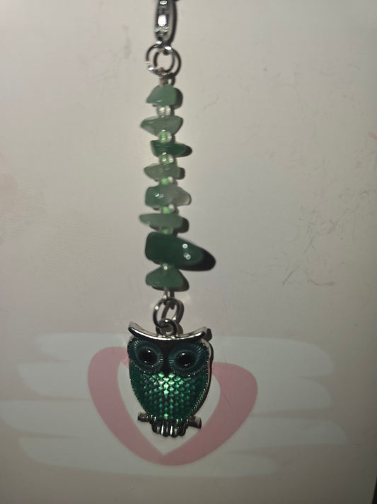 Green Aventurine Owl Hair Charm