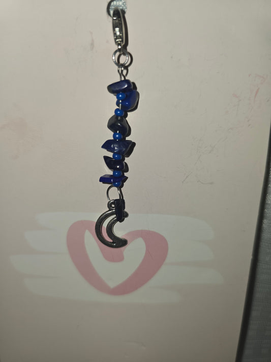 Blue Lapis Moon Hair Charm