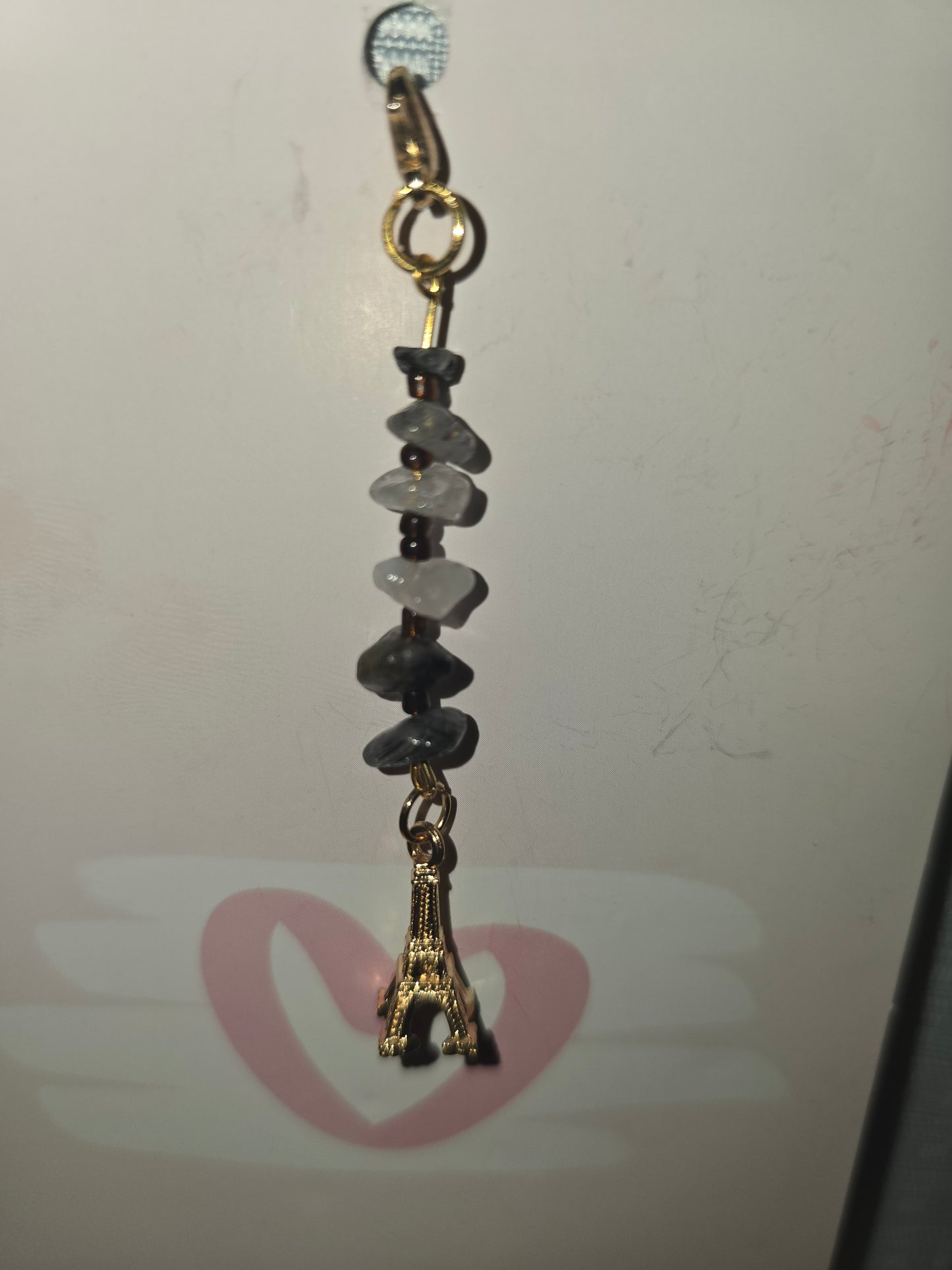 Tourmalated quartz Eiffel Hair Charm