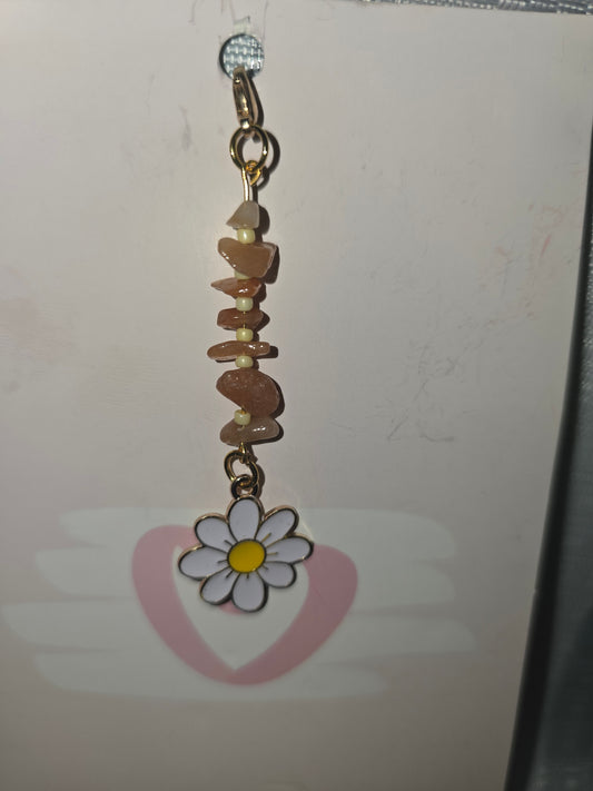 Orange Aventurine  Daisy Hair Charm