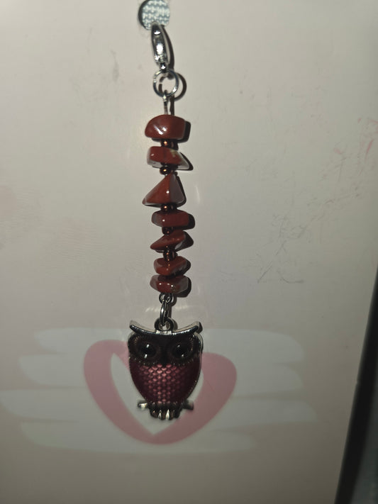 Red Jasper owl Hair Charm