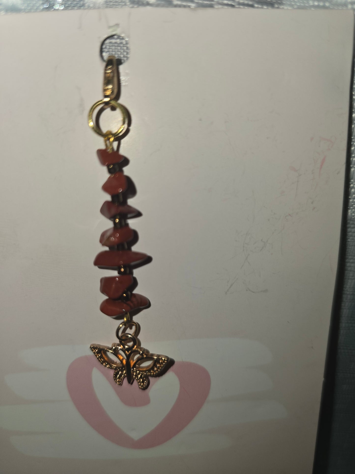 Red Jasper Butterfly Hair Charm