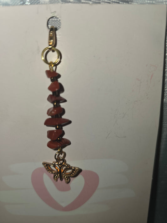 Red Jasper Butterfly Hair Charm
