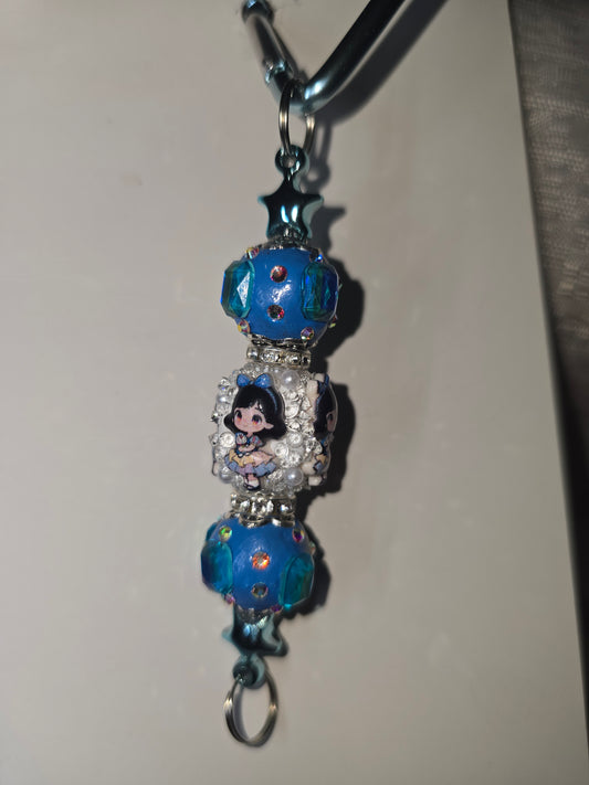 Blue girl Heart Keychain