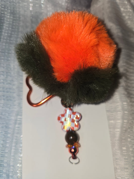 Orange Persimmon puff Heart Keychain