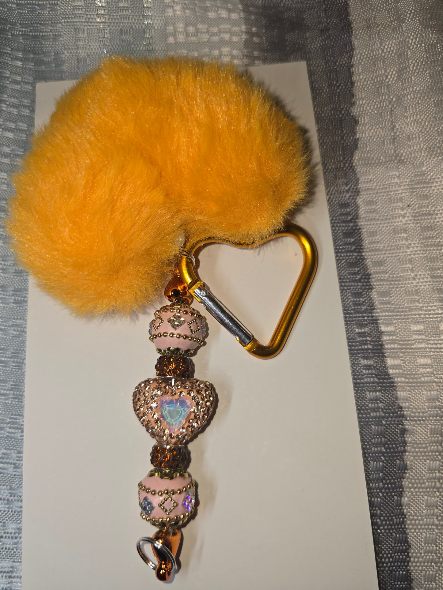 Orange Puff Heart Keychain