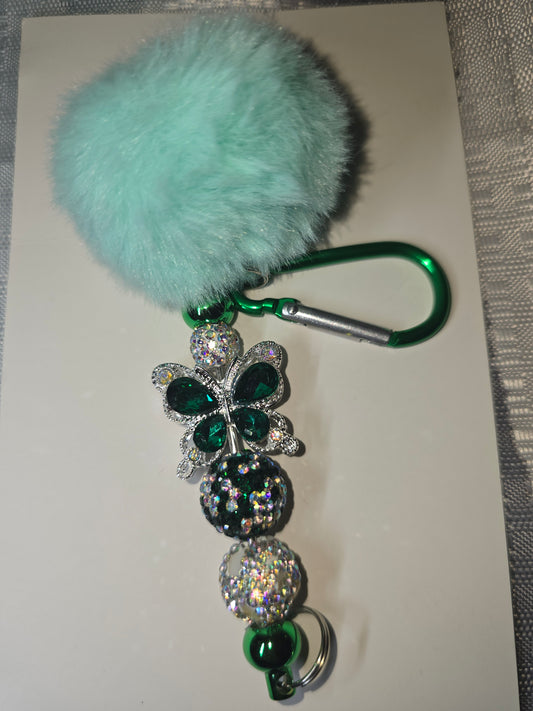 Green Butterfly puff  Keychain