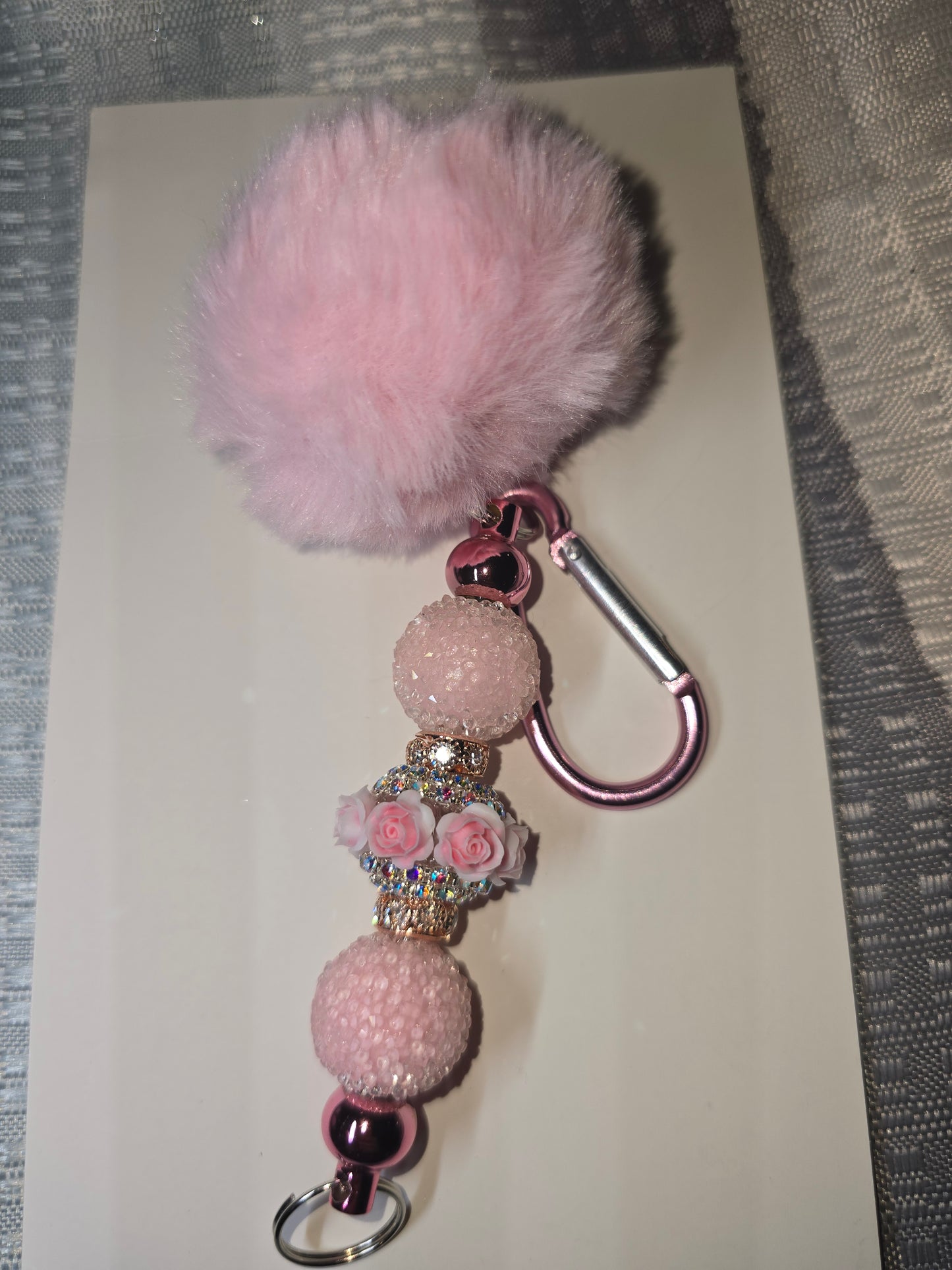 Floral pink puff  Keychain