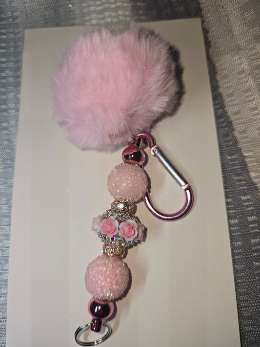 Floral pink puff  Keychain
