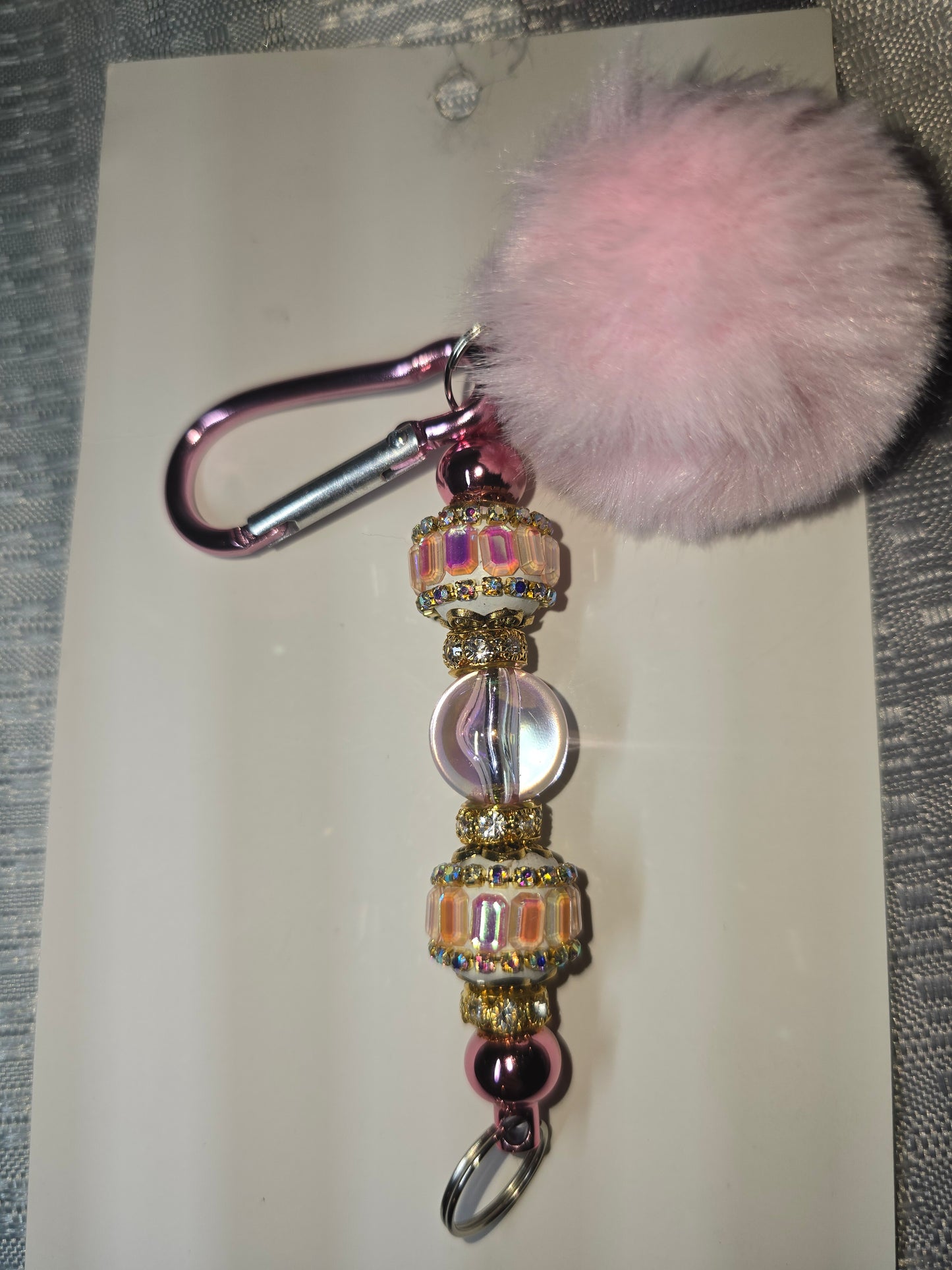 Pink puff keychain