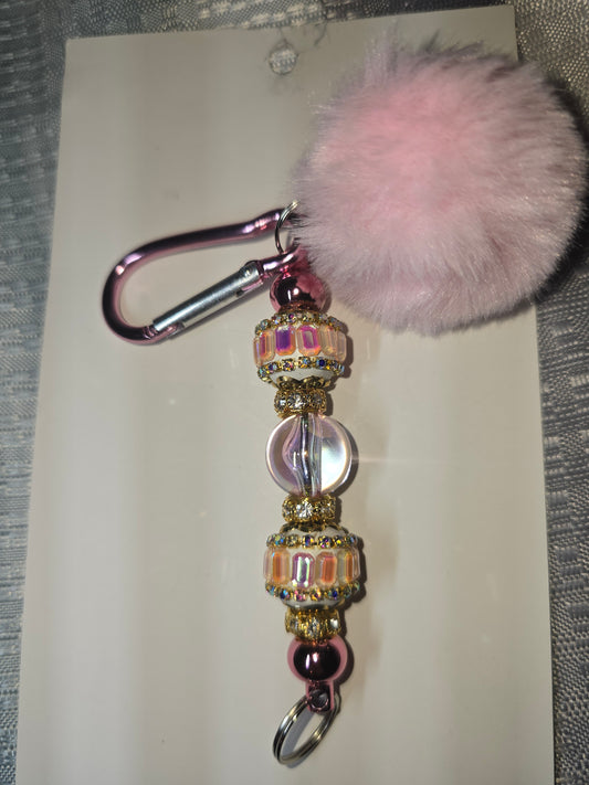 Pink puff keychain