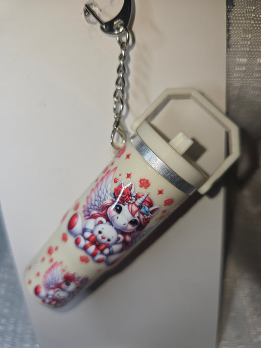 Unicorn "mini Stanley" Chapstick Holder Keychain