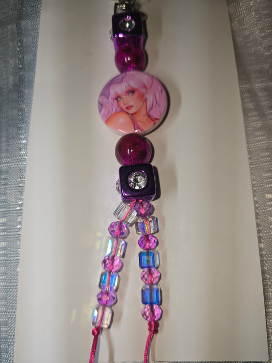Pink Jem 2 strand clip chain