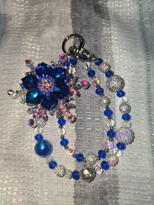 Dark Blue Snowflake Ultra Lux Keychain